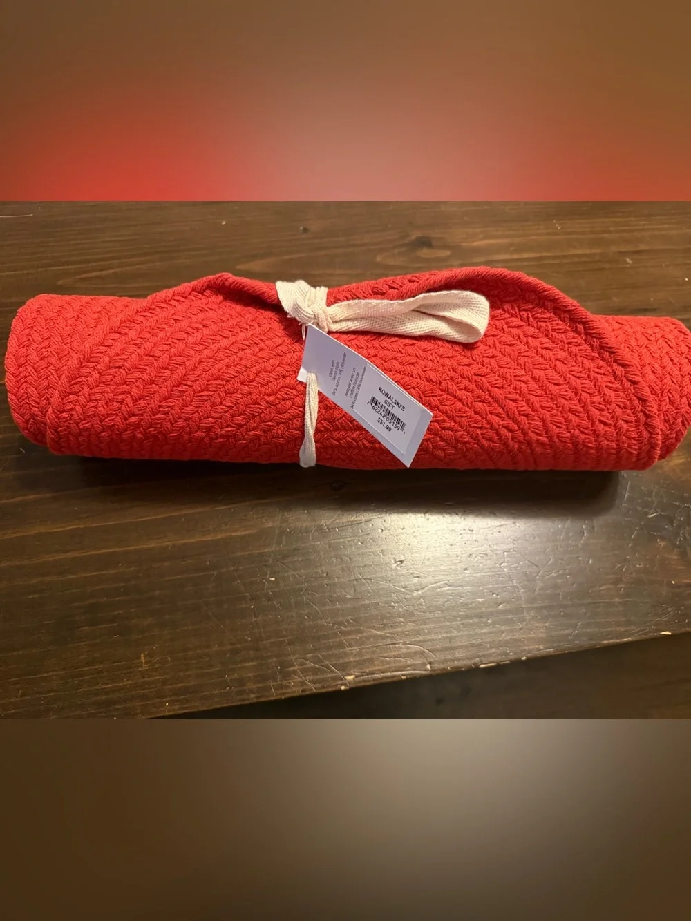 Red braided table runner 15” x 54”